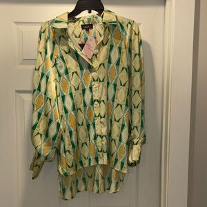 Colorful Geometric Patterned Blouse